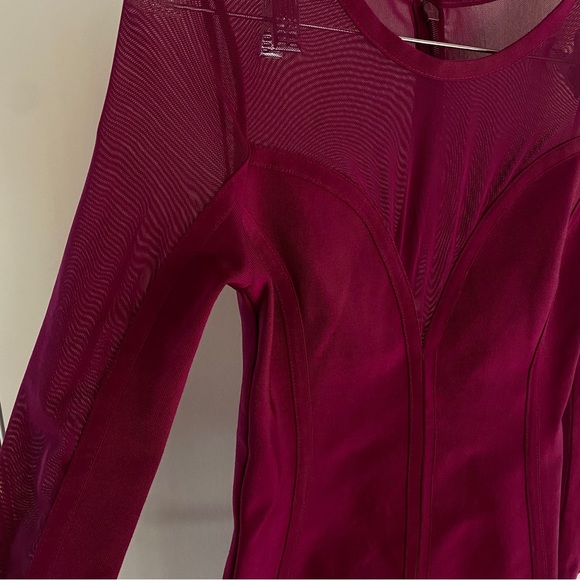 WORLD OF WOMEN COUTURE berry bodycon sheer cocktail cut out dress - Picture 5 of 10